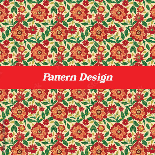 A beautiful floral pattern design in warm autumnal tones.