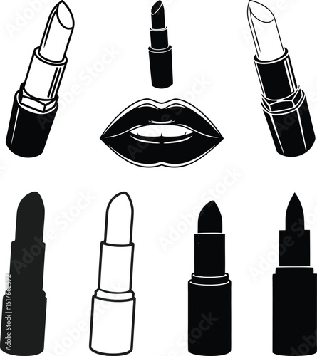 lipstick vector illustration, silhouette style design.