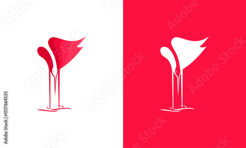 Stylized wading bird silhouette design.