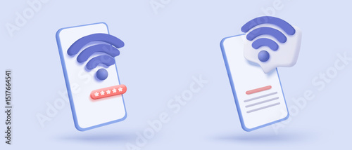3d icon wireless connect and sharing network on internet. Hotspot access point for coverage. Broadcasting area join with public WiFi. 3d wireless signal simplicity icon vector render illustration