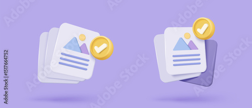 3d icon file task management todo check list, assignment and exam paperwork, work on organization, progress feedback, administration survey. 3d clipboard tick check icon vector render illustration