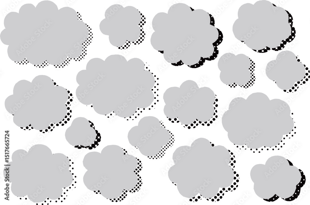 Fototapeta premium シンプルな雲形フレームのバリエーションセット