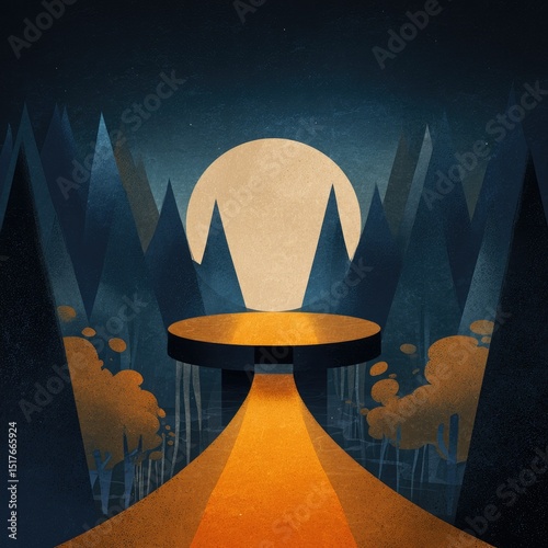 Night landscape with a path