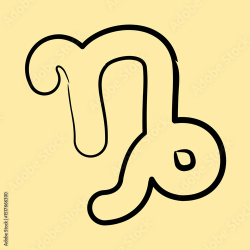 Icon capricorn. Zodiac horoscope elements. Icon in hand drawn style.