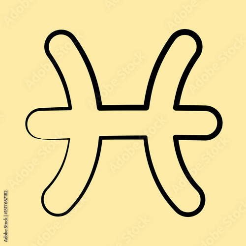 Icon pisces. Zodiac horoscope elements. Icon in hand drawn style.