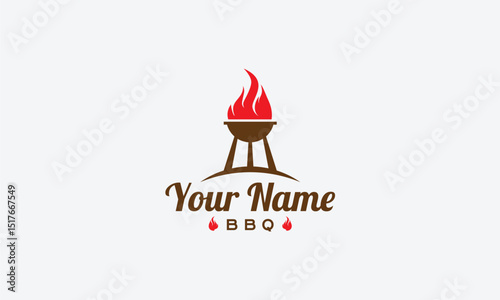 Barbecue grill  design with flames.