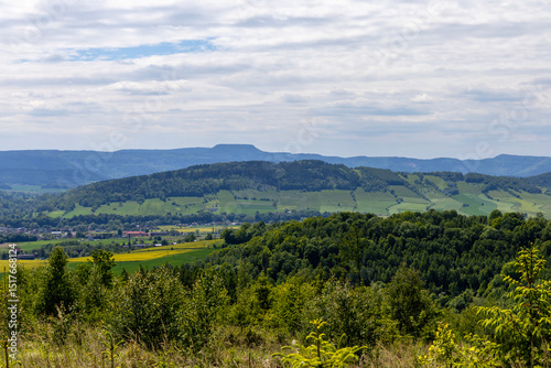 Fototapeta Naklejka Na Ścianę i Meble -  Mountain landscape. Eastern Sudetes Mountains on the border of Poland and the Czech Republic