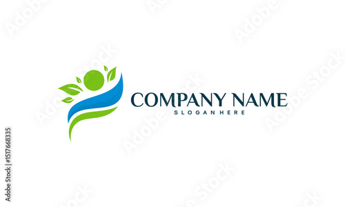 Abstract  design featuring a stylized person and leaves.