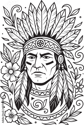 Tattoo Style Coloring Page for Adults –Printable Intricate Line Art for Relaxation, Stress Relief, and Mindful Coloring and Hobby Time