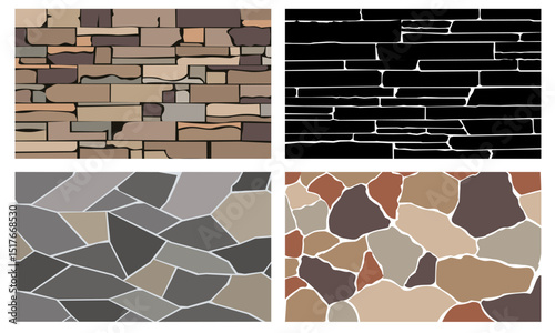 Different stone wall patterns in various colors.