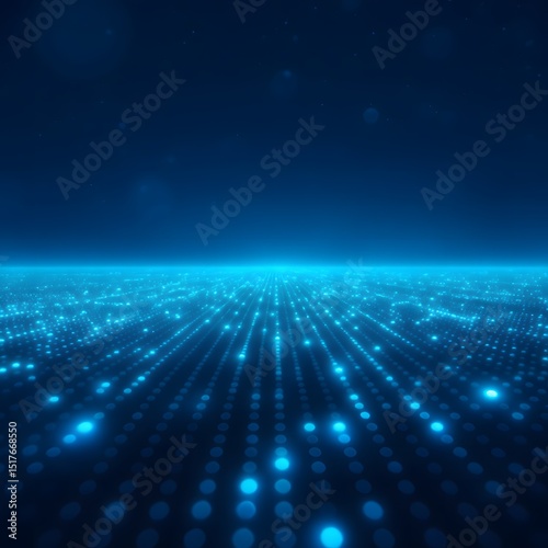Futuristic Abstract Digital Background with Glowing Blue Dots and Bokeh Effect – Technology and Innovation Concept