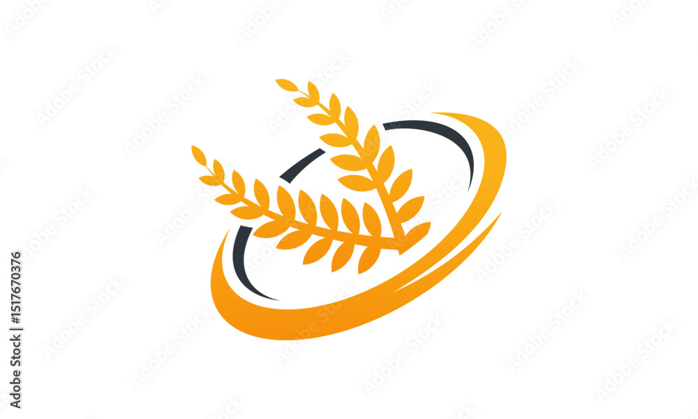 Golden wheat symbol in a dynamic design. Golden wheat symbol in a dynamic design.