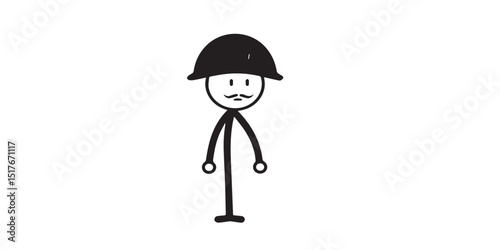 Vector Stickman Cartoon of French Emperor Napoleon Bonaparte