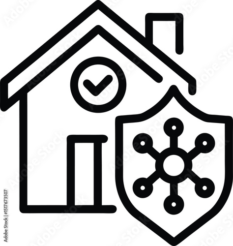 Home Security and Protection Against Viruses and Germs Line Icon