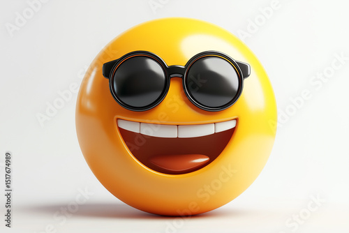 Smiley face with sunglasses isolated on white background. 3d illustration