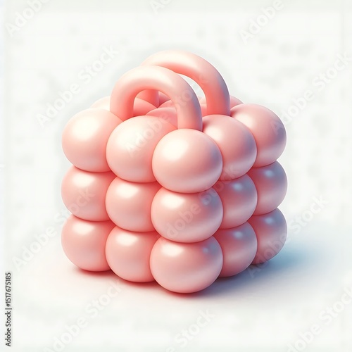 3D shopping bag icon with rounded handles, glossy and playful design.