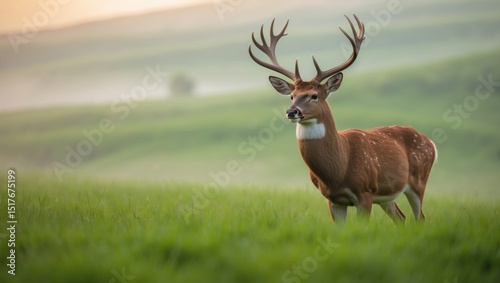 Fototapeta Naklejka Na Ścianę i Meble -  Red deer (Cervus elaphus) in autumn forest landscape