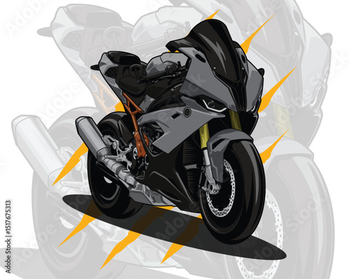 Motorcycle superbike drawing vector illustration