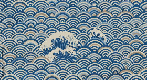 Japanese Wave Pattern: Seigaiha Background for Design