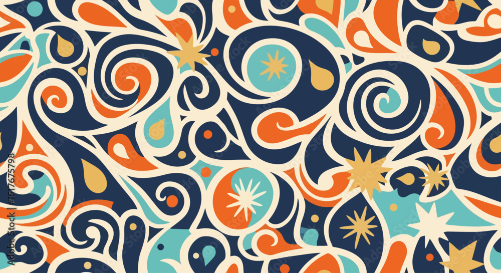 Fototapeta premium Retro Whirlwind: Colorful Abstract Pattern
