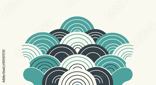 Abstract Wave Pattern: Teal and Beige Geometric Design
