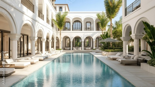 Wallpaper Mural Indoor luxury hotel pool filled with daylight, upscale design featuring neutral tones and modern finishes Torontodigital.ca