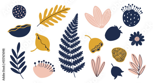 Botanical Elements: Whimsical Floral & Foliage Vector Set
