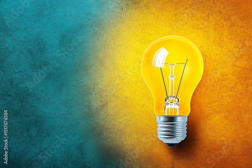 Idea concept with light bulb on grunge background. 3d rendering