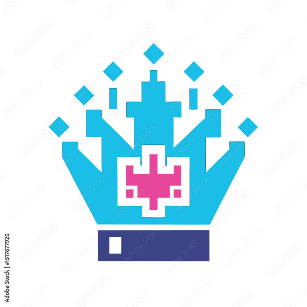 Obraz premium Royal Crown Combined with Digital Pixel Elements