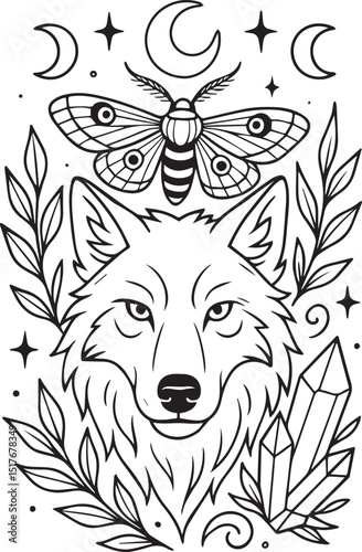 Tattoo Style Coloring Page for Adults –Printable Intricate Line Art for Relaxation, Stress Relief, and Mindful Coloring and Hobby Time