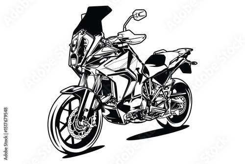 Black and white motorcycle superbike vector illustration