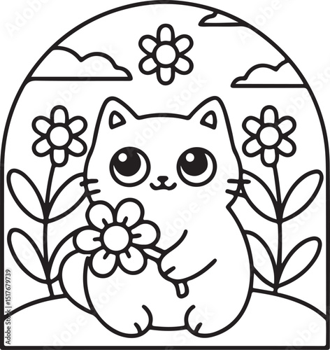 Adorable Cute Cat Coloring Pages - Playful Kittens & Kawaii Cat Designs for Kids & Adults, Printable PDF, Fun & Relaxing Feline Art Therapy