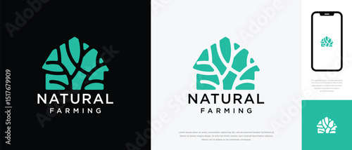 Nature tree farm house logo design. Nature leaf farm logo template. Farming and ranch logo symbol icon	