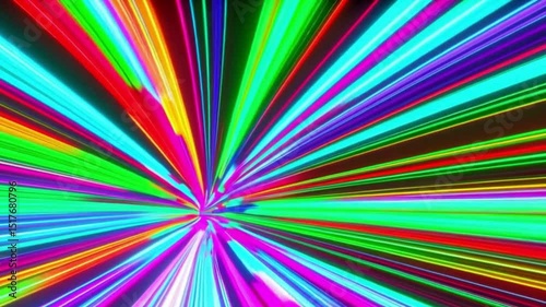 Animated tunnel of moving light streaks looping seamlessly