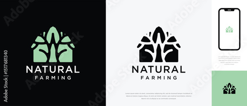 Nature tree farm house logo design. Nature leaf farm logo template. Farming and ranch logo symbol icon	