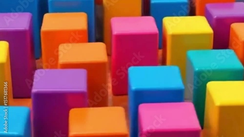 Seamless animation of colorful blocks shifting rhythmically in a loop