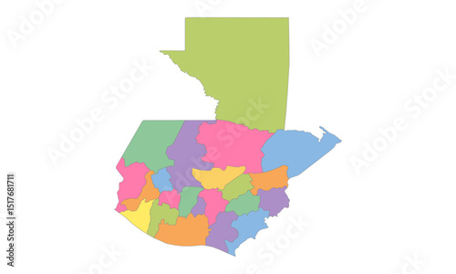 Multicolor Map of Guatemala with Departments