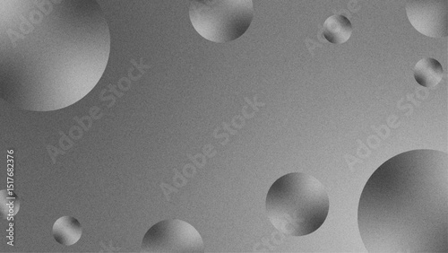 Grayscale Abstract Background with Spheres and Grainy Texture for Modern Design, Presentation Templates, and Artistic Concepts