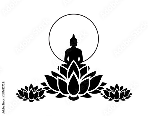 vector illustration of a silhouette of a buddha