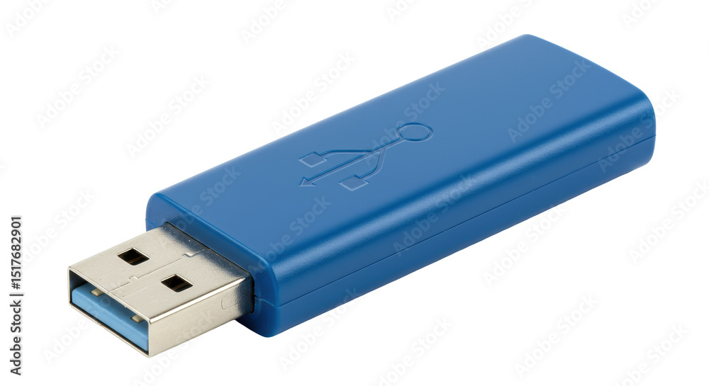 Isolated Blue USB Flash Drive Isolated Blue USB Flash Drive