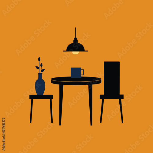 restaurant with a table and chairs