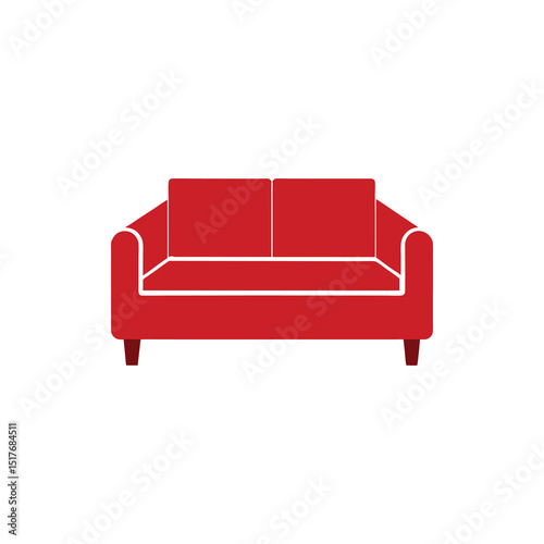 red sofa on white background