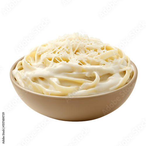 Bowl of creamy pasta with grated cheese
