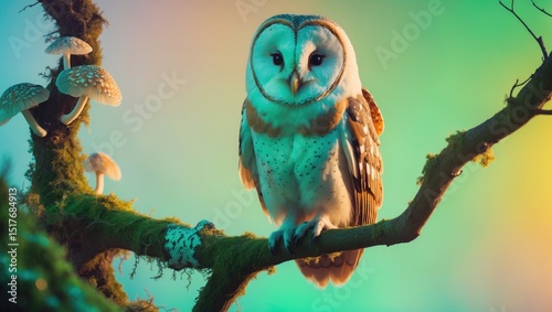White barn owl at night showcasing wisdom and keen eyes