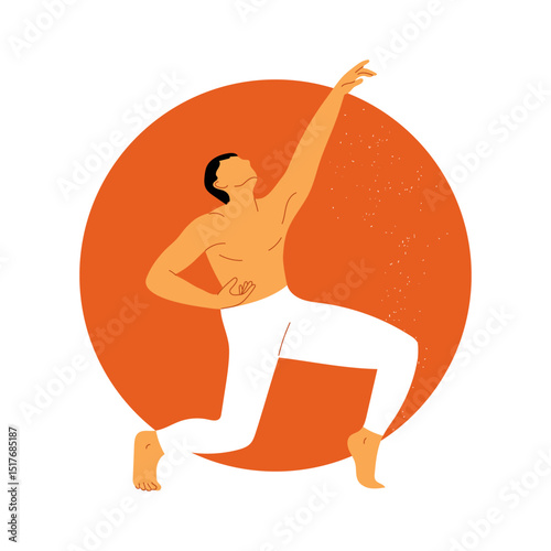 Vector hand-drawn illustration with man in modern dance pose.