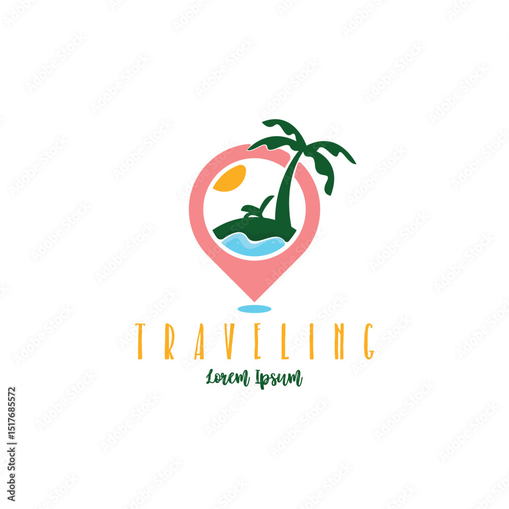Fototapeta premium Traveling vacation logo design template
