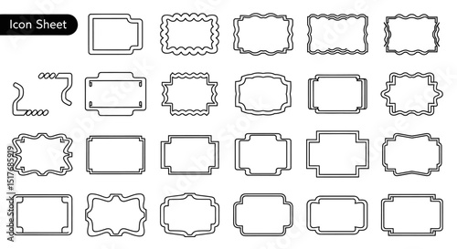 Wavy Edge Rectangle Frames A Collection of 24 Vector Icons