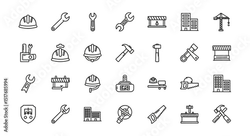 Construction Icons Tools, Equipment, and Building Illustrations