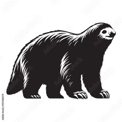Ancient Forest Giant Sloth silhouette – Giant Sloth illustration – Minimalist Giant Sloth vector – Stone Age silhouette

