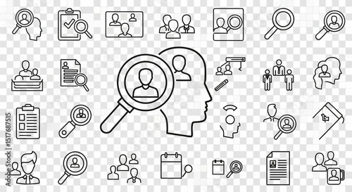 Headhunting Recruitment Icons and Strategy Illustrations